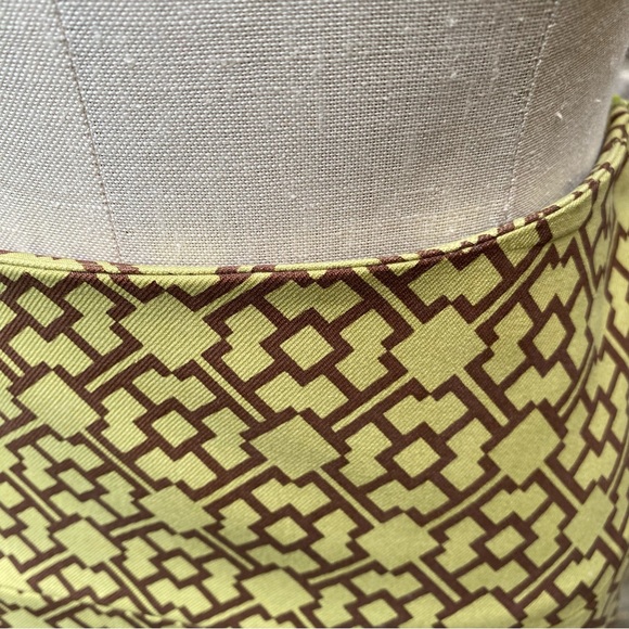 J McLaughlin retro mod geometric pattern green brown skirt 10 - Picture 9 of 15